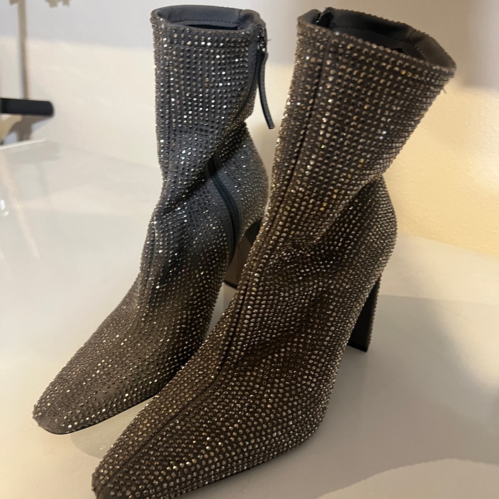 Zara Rhinestone-Embellished Ankle Boots